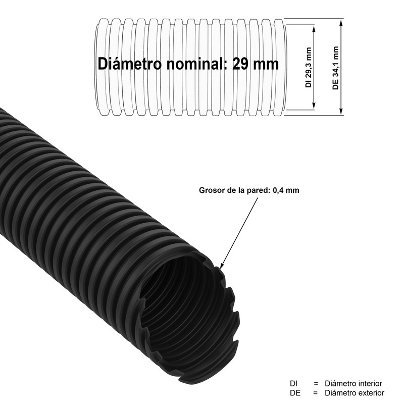 AUPROTEC Corrugated Pipe, Unslotted, 2 to 50 m, Empty Tube