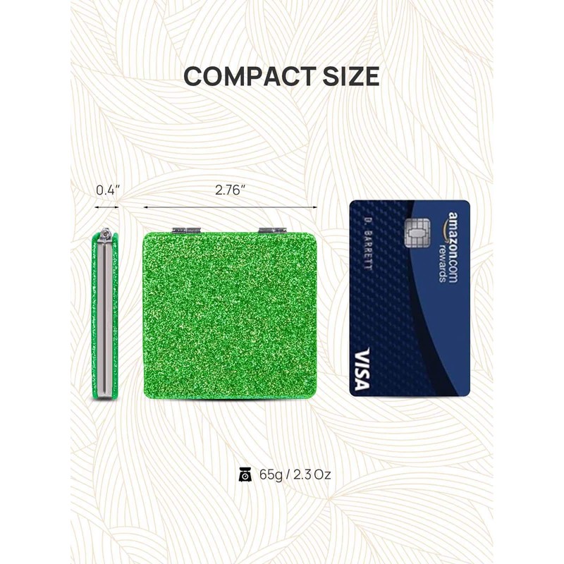 OMIRO Compact Mirror, Glitter PU 1X/3X Magnification, Ultra Portable for