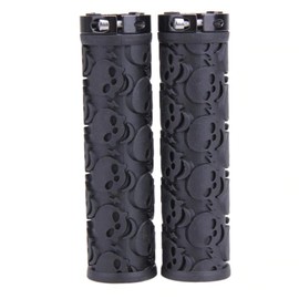 2 Pcs Bike Handlebar Grips Skull Style Bicycle Grips Soft Rubber Lock-on Handle Grips for Bicycle Mountain BMX (Black)