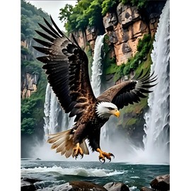 askkqtx Eagle Diamond Art Kits for Adults, Waterfall Diamond Painting Kits for Beginners, DIY 5D Full Drill Crystal Rhinestone Gem Art Craft Home Decor 12x16 Inch