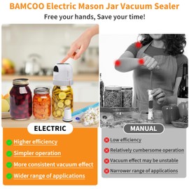 3 in 1 Electric Jar Sealer for Mason Jars Kit Vacuum Sealer for Jars Wide Mouth Regular Mouth Mason Jar & Sous Vide Bags Compact Vacuum Sealer Ball Jars Sealer Handheld Vacuum Sealer for Food White