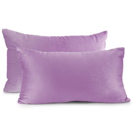 Nestl Throw Pillow Covers, Cozy Velvet Decorative Pillow Covers 12x20 Inches, Soft Solid Couch Pillow Covers for Sofa, Bed and Car, Set of 2 - Lavender