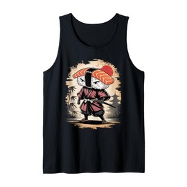 Samurai Sushi Roll Funny Anime Japanese Vintage Ukiyo-e Art Tank Top