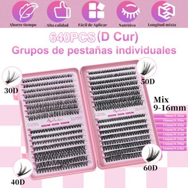 Betyked Kit de Extensión de Pestañas, 640 Pestañas Individuales,DIY Kit de Racimos de Pestañas Todo Con Unión y Sellado de Pestañas de Sujeción Fuerte, Pinzas Cepillo（Mezcla 30-40-50-60D, 9-16MM）