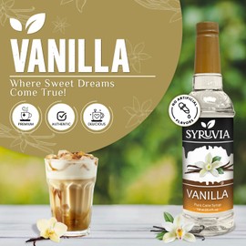 Syruvia Vanilla Syrup for Coffee 25.4 fl oz Vanilla Flavored Coffee Syrup