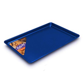 Nonstick Cookie Sheet Baking Pan - 1qt Metal Oven Baking Tray, Professional Quality Kitchen Cooking Non-Stick Bake Trays, Stylish Blue Diamond Silicone Coating, PFOA PFOS PTFE Free - NutriChef NCLG1BD