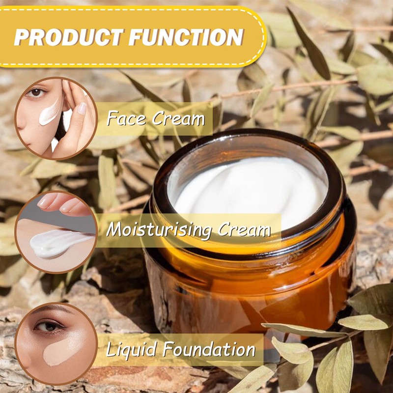 Fanchu Pack of 8 Cream Containers, Amber Glass Empty Cream