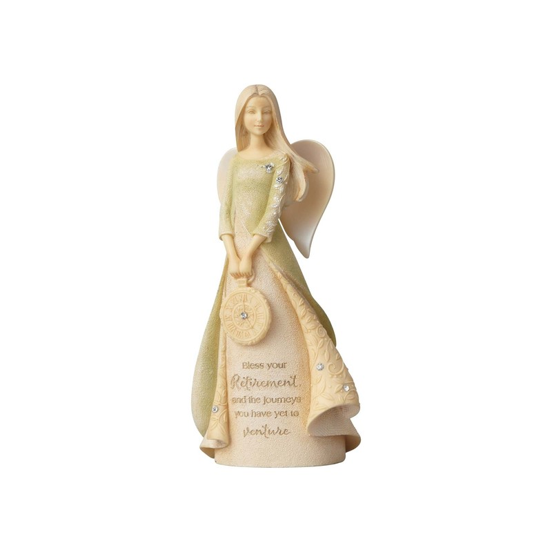 Enesco Foundations Retirement Journey Angel Holding Clock Miniature Figurine, 4.33
