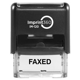 Imprint 360 AS-IMP1107K FAXED Stamp with by: & Date:, Black Ink, Heavy Duty Commercial Self-Inking Rubber Stamp, 9/16" x 1-1/2" Impression Size