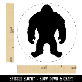 Hairy Bigfoot Sasquatch Standing Silhouette Self-Inking Rubber Stamp Ink Stamper for Stamping Crafting Planners - 1 Inch Medium - Red Ink