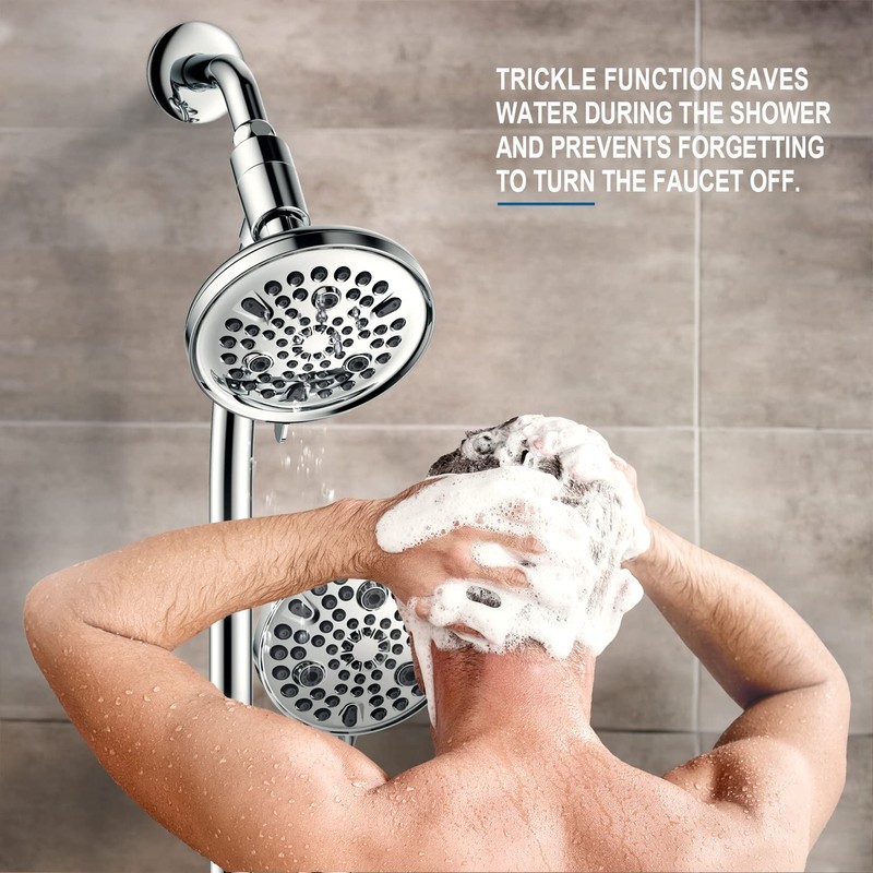 High Pressure Handheld/Rain 82-mode 3-way Shower Head Combo with 25.75"