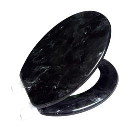 J&V Textiles Round Toilet Seat With Easy Clean & Change Hinge (Black)*