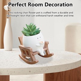 Ysislybin Smiley Face Flower Pot, 2 Pack Rocking Chair Flower Pot Cute Indoor Outdoor Flower Pots with Drainage Hole for Indoor and Outdoor Decoration