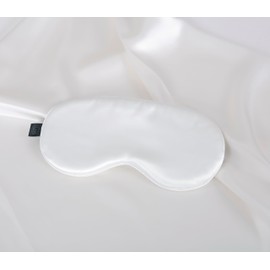 LUNA SUSTAINABLE LUXURY 100% 22 Momme Pure Mulberry Silk, Adjustable Sleep Mask, Filled with Pure Silk, Super Soft & Comfortable, Lightweight & Breathable, Blackout Eye Mask with Gift Box (White)
