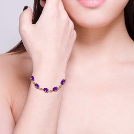 Uloveido White Gold Plated January Birthstone 1.5CT Red Garnet Bracelet for Women Girls Birthday Gift FB047, Sterling Silver, Amethyst