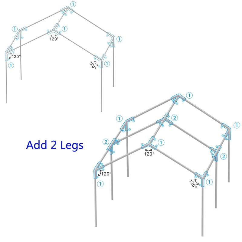 Aoneky Add 2 Leg Expansion Kit for High Peak Canopy,