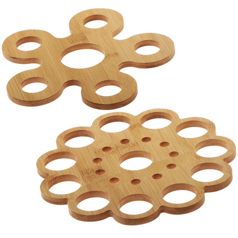 com-four® 4 x Bamboo Trivets, Sustainable Underlays for Pots, Pans,