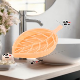 Biiange Soap Dish, Pink Leaf-Shaped Plastic Shower Soap Holder, Soap Tray, Drain Soap Holder, Double Layer Bar Soap Holder for Bathroom Kitchen.
