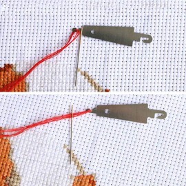 10Pcs Silver Stainless Steel Needle Threader, Embroidery Cross Stitch Needle Threading Tools DIY Sewing Accessories for Large Eye Needles Hand Craft Knitting Quilting Sewing Tools