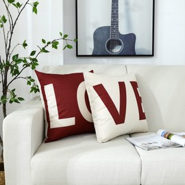 MYCDXE Pillow Cushion Covers 40x40cm Set of 4 Throw Pillow Cover 16x16inch Linen Decorative Home Love Pillow Cases For Couch Livingroom Sofa Bedroom Car Chair