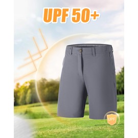 Outdoor Ventures Men's Golf Shorts Dry Fit Stretch Lightweight 9 Inch Flat Front Dress Shorts for Hiking Work Casual Dark Grey