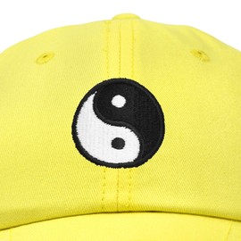 DALIX Ying Yang Dad Hat Baseball Cap Zen Peace Balance Philosophy Yellow