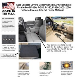 Auto Console Covers- Fits The Ford F-250 Super Duty Truck 2002-2010 Center Console Armrest Cover Fleece