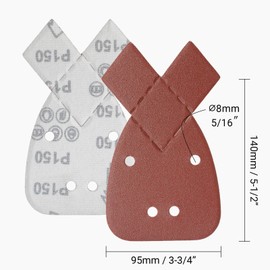 YoiYee 10 Pcs 150 Grit 4 Holes Hook and Loop Sandpaper Backing Sandpaper Pad 2 Replacement Tips for Black and Decker Detail Palm Sanders 140x95mm Red