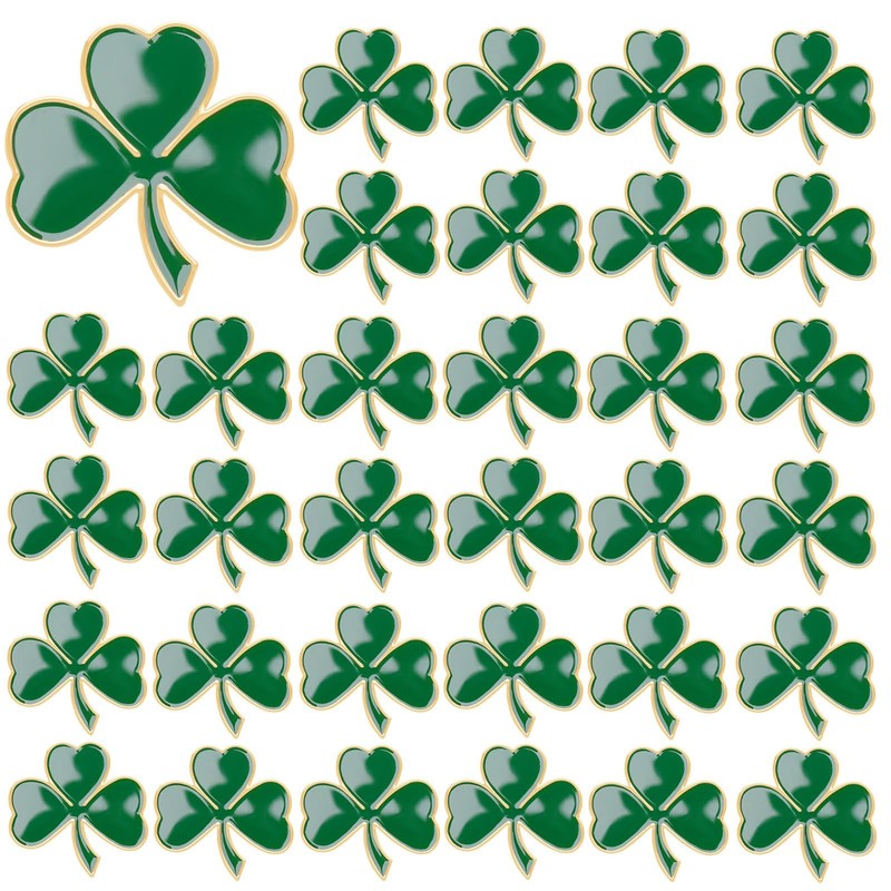 SANNIX 60Pcs Shamrock Pins, St. Patrick's Day Lapel Pins Green