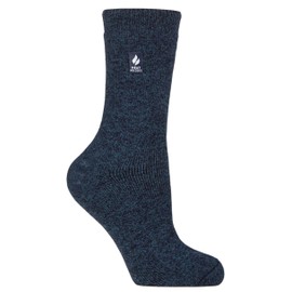 HEAT HOLDERS Merino Wool Blend Lite Socks Womens 4-8UK 5-9US Navy/Teal Twist