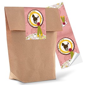 Logbuch-Verlag 10 Small Gift Bags with Horse Sticker Pink Packaging for Party Bags & Gifts Riding Farm Girls Birthday 14 x 22 x 5.6 cm