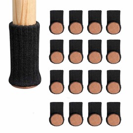Furniture Socks, Pack of 24, Knitted Furniture Feet, Chair Leg Protectors, Chair Legs, Non-Slip Furniture Shoes, Avoid Scratches and Noise, Suitable for Chair Legs from 1 to 2 Inches, Black, Round