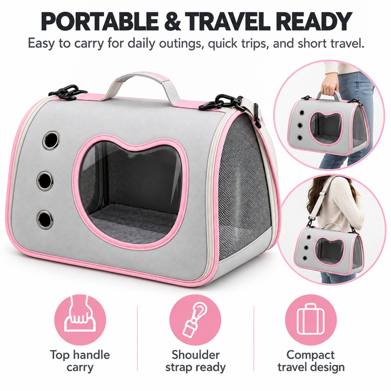 HTMCK Foldable Pet Carrier Bag – Breathable Soft-Sided Shoulder Travel