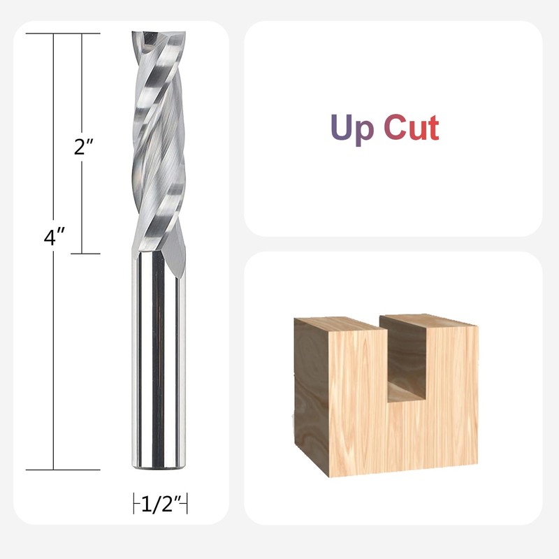 SpeTool Upcut Spiral Router Bits Extra Long (4 inch) with