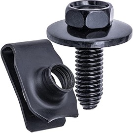 Rexka 15 Sets M8-1.25 X 25mm Body Bolts & Extruded U Nuts Kit for GM Ford Chrysler Jeep Dodge - Multipurpose Bumper Fender Engine Hood Shield Panel - 11503619 11500660 11502617 N623333-S2 6101283