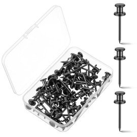 Watersay 50 Pcs Double Headed Picture Hangers Nail Push Pins Picture Hanging Nails Thumb Tacks Wall Hooks Photo Hanging Hook Pins Decorative Nail Hook Hangers for Home Office Photo Decor, Black