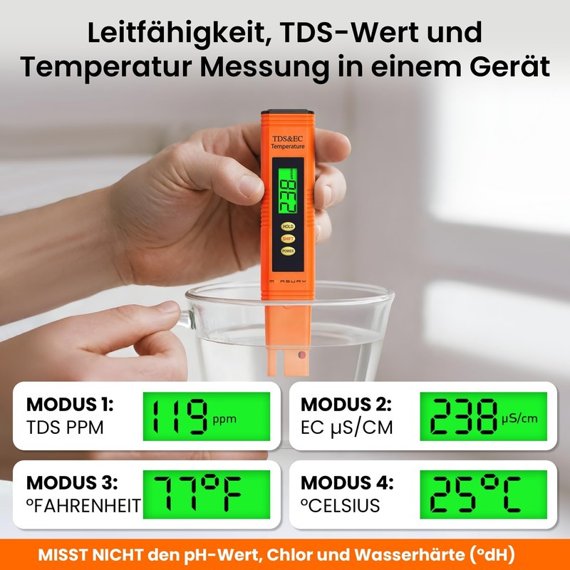MEASURY EC Meter Tester TDS Measuring Device for Osmosis Systems