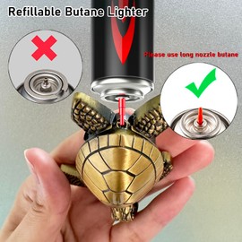 Torch Lighter - Turtle Shaped Refillable Gas Adjustable Flame Lighter, Unique Gift for Men & Women, Decorative Tabletop Lighter for Home & Office (Without Butane)-Titanium Gold