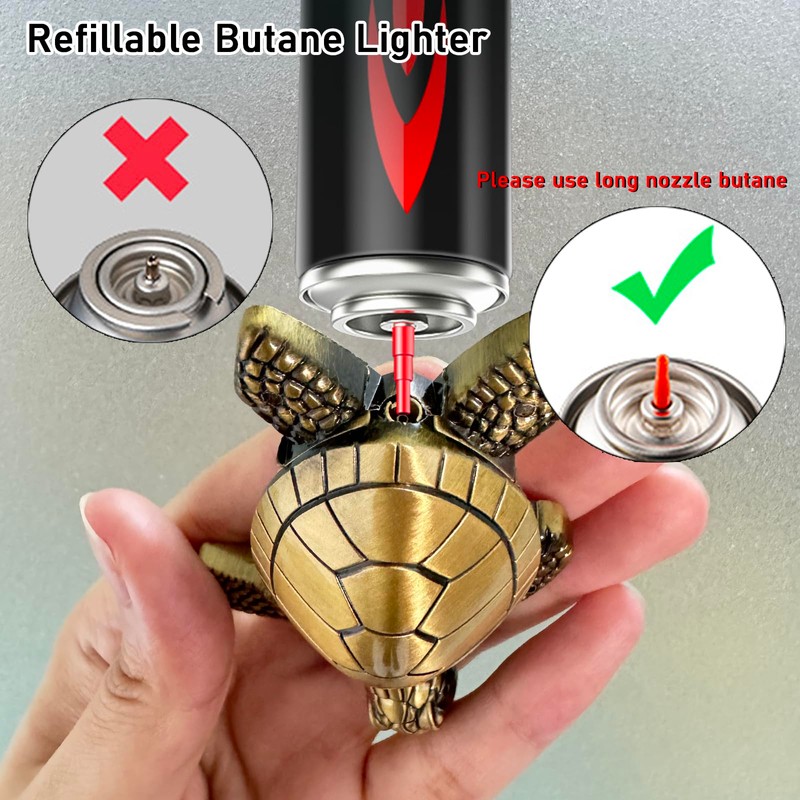Torch Lighter - Turtle Shaped Refillable Gas Adjustable Flame Lighter,