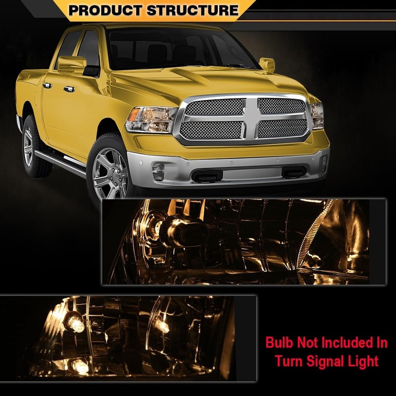 CNNELL Front Headlights Assembly Left & Right Pair w/Bulbs Compatible
