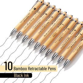 Mr. Pen- Bible Verse Retractable Bamboo Pen, 10 Pack, Black Ink, Christian Pens for Women Men, No Bleed Through, Ballpoint, Inspirational, Bulk