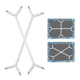 Wadeo Bed Sheet Tensioner Bed Sheet Clips, Elastic Straps for Bed Sheets,Adjustable Elastic with Metal Clips for All Sizes Round and Square Mattresses – 2 Pieces