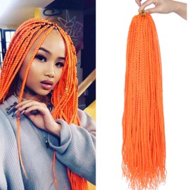 Box Braids Crochet Hair 22Inch 6Packs Crochet Hair Pre-looped Synthetic Crochet Braid Orange Crochet Box Braids for Black Women (Orange, 22inch)