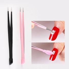 Nail Stone Sticker Multipurpose Tweezers Nail Nippers Nail Tools - Pink / 네일 스톤 스티커 다용도 핀셋 네일집게 네일도구 - 핑크