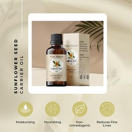 White Naturals- Aceite de semilla de girasol, orgánico y puro, prensado en frío, hidratante y nutritivo para pieles secas, cabello y cuerpo.