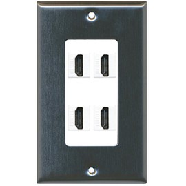 RiteAV - 4 Port HDMI 2.0 Decorative Wall Plate (Stainless Steel & White)