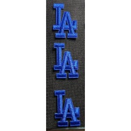 Los Angeles Baseball LA Letter Embroidered Iron on Patch 3 pcs Set - Size 2.25" x 1.5 (Blue)