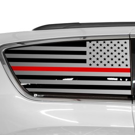 BOGAR TECH DESIGNS Precut Quarter Window American Flag Vinyl Decal Sticker Compatible with Chrysler Pacifica 2017-2025 (Chrysler Voyager 2020-2025), Thin Red Line
