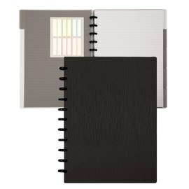 Yoment Discbound Notebook Refillable 5 Subject Notebook(9in x 12in) Customizable Spiral Journal with Removable Pages 120 Disc Planner with 5 Dividers & 12 Tabs for Work Meeting School, Black