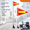 Orange Warning Flag with Reflective Strip and 5.3 Feet Retractable